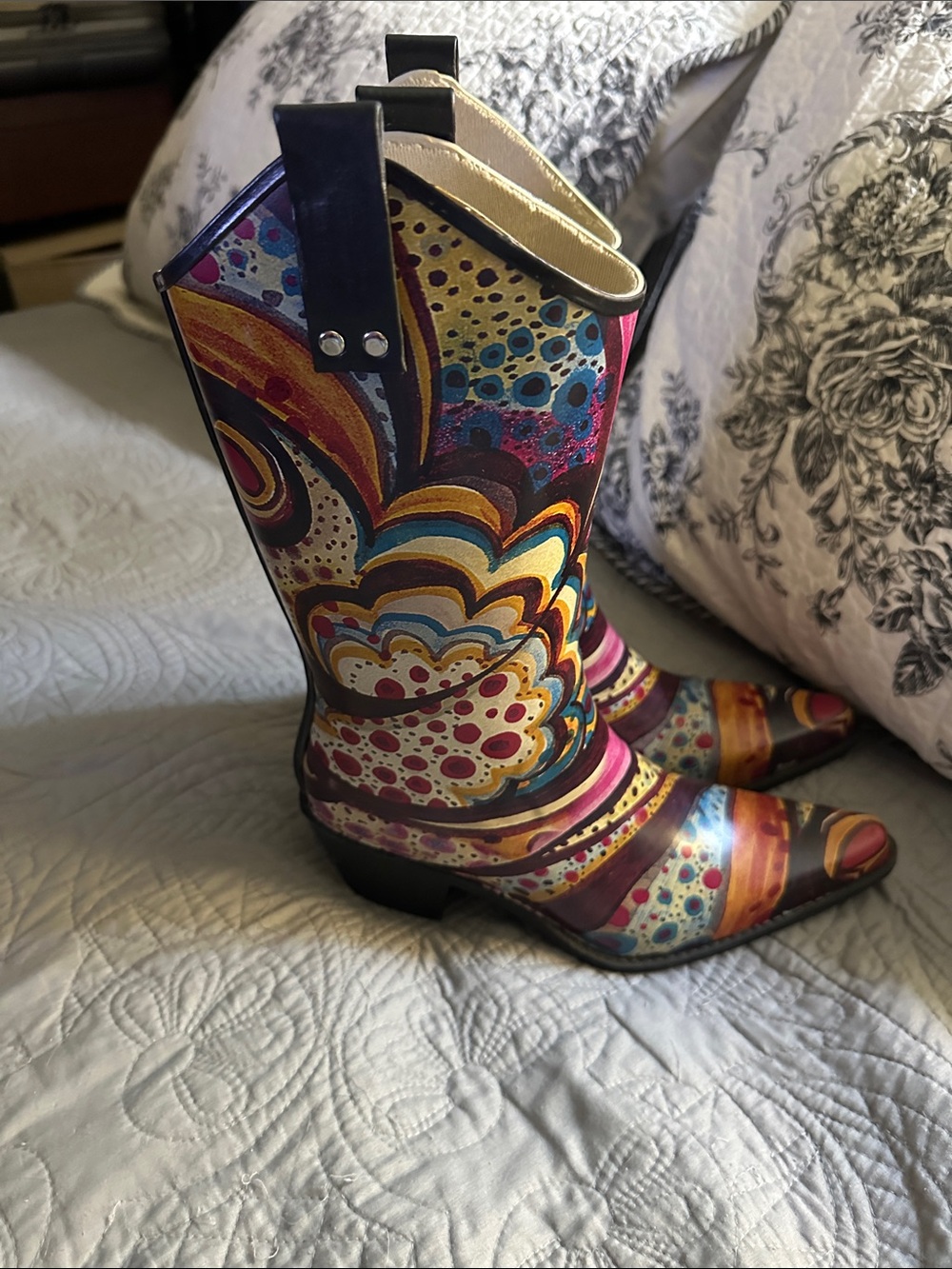 Nomad Yippy Rubber Rainboots Western Boots - Vibrant Printed Cowgirl Style